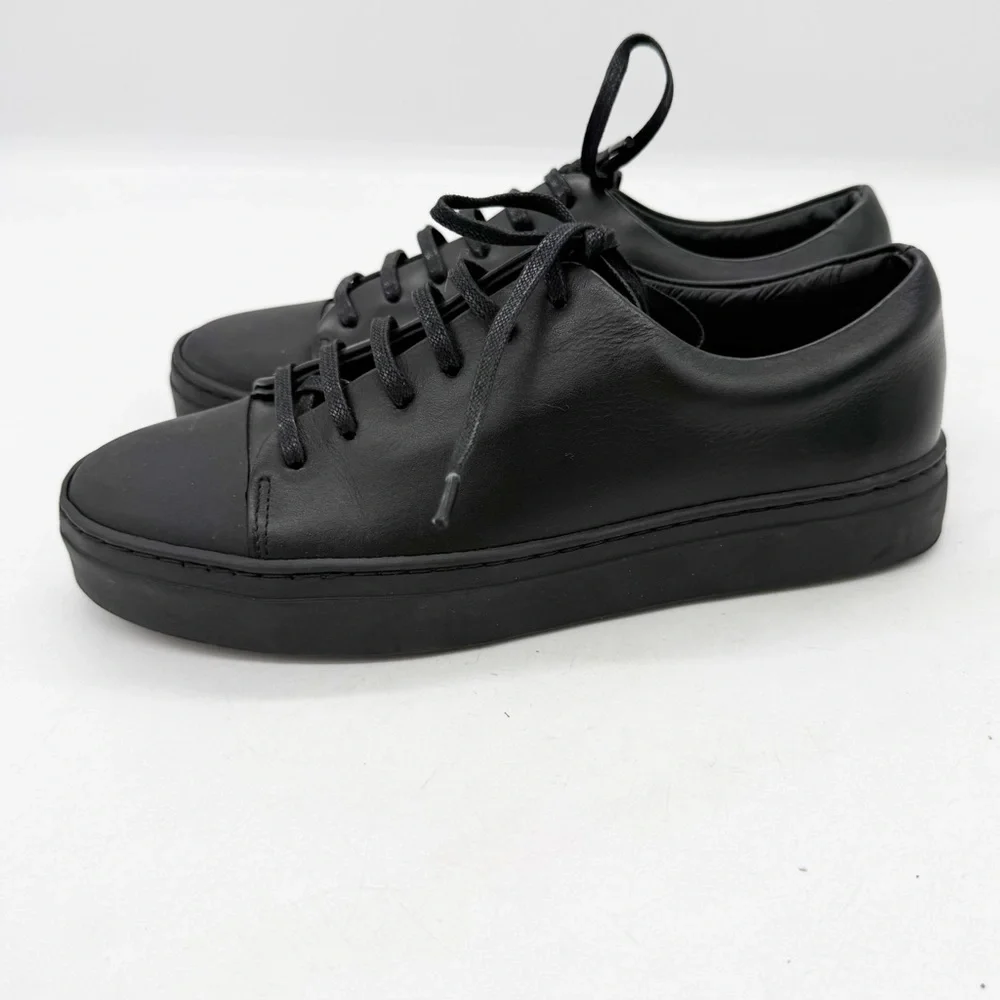 COS Black Leather Lace Up Sneakers Size 6 Minimalist Casual Contemporary